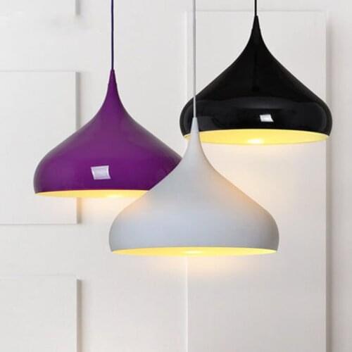 Modern restaurant bedroom White Black Purple color E27 Aluminum pendant lighting