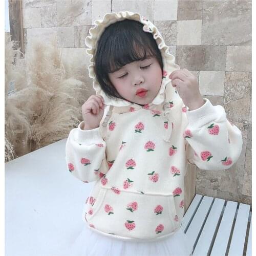 Girls sweater fashion trendy cute printing thin section baby girl coat spring and autumn machine new childrens hooded sweater