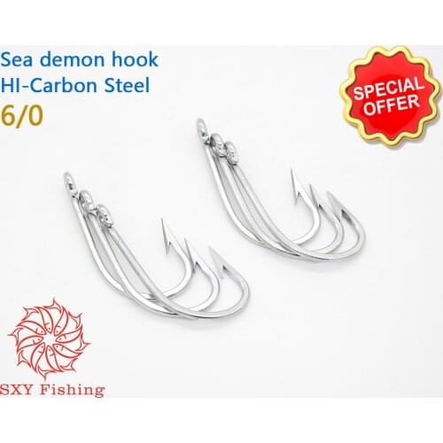 SXY FISHING 6-0 Sea demon hook HI-Carbon Steel Barbed Hook Trolling Hook Deep sea fishing hook Big fishinghook Best Selling Hook