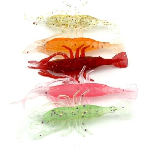 TOPIND Lot 20pcs Soft Rubber Wild Shrimp Baits Fishing Lures Floating 8cm 3.6g