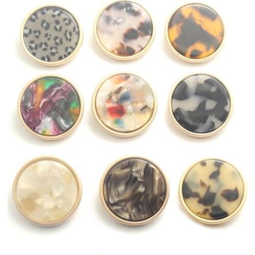 10 Pieces High-Grade Acetate Surface Metal Feet Hand-Sewn Buttons Wholesale Fashion Coat Windbreaker Buttons Spot New 18-28MM