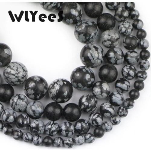 WLYeeS Natural stone Snowflake stone beads accessory decoration 4-10mm round loose beads jewelry necklace pendant Making DIY 15"