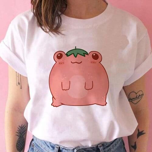 Pink Frog Printed Cartoon Women T Shirt 2021 Arrivals Creative Cartoon Animals Graphic T-shirt Y2k Fashion Clothes Hipster