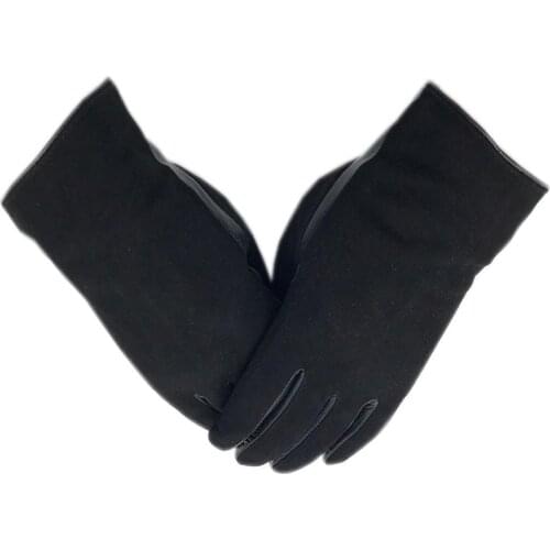 Winter Mens Fashion Sheepskin Suede AB Version Leather Touch Screen Gloves Thick Lining Winter Gloves Keep Warm Driving Driving
