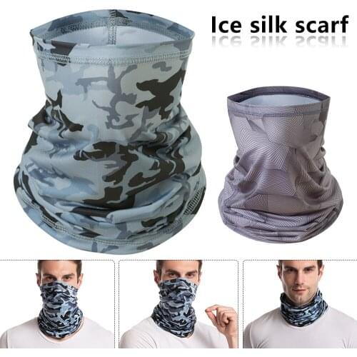 Ice Silk Hiking Scarves Half Face Scarf Neck Mask Camouflage Geometry Printed Outdoor Sports Hiking Face Protect Cover