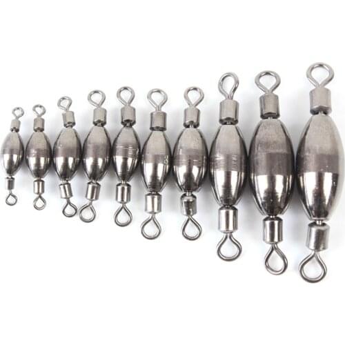 10Pcs/set Quick Set Up Brass Fishing Sinker with Inner Swivel Fishing Gear Rolling Solid Fishing Accessories Sea Fishing