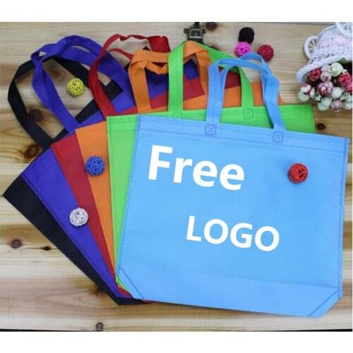 100PCS/LOT Free LOGO Printing Non-woven Gift Bag Party Packaging Bag Accept Customized LOGO