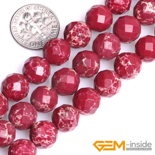 12mm Round Faceted Dark Red Sea Sediment Jaspe Beads Fashion Stone Beads DIY Beads For Bracelet Making Strand 15" Wholesale