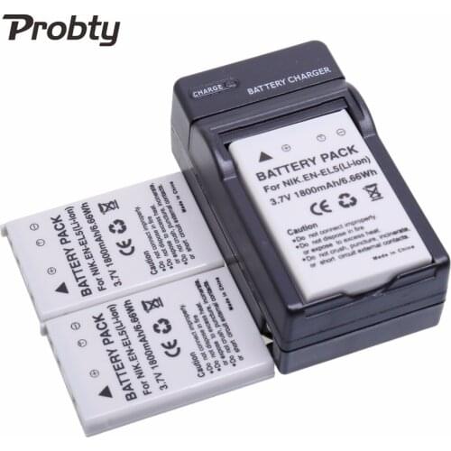 3Pcs PROBTY 1800mAh EN-EL5 EN EL5 Li-ion Camera Battery + Charger for Nikon CoolPix 3700 4200 5200 5900 7900 P3 P4 P80 P9 P530