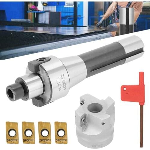 7pcs R8 FMB22 Face Shell Mill Arbor End Mill Holder +400R Face EndMill +4pcs APMT1604 Blades for CNC Machine Cutter Milling
