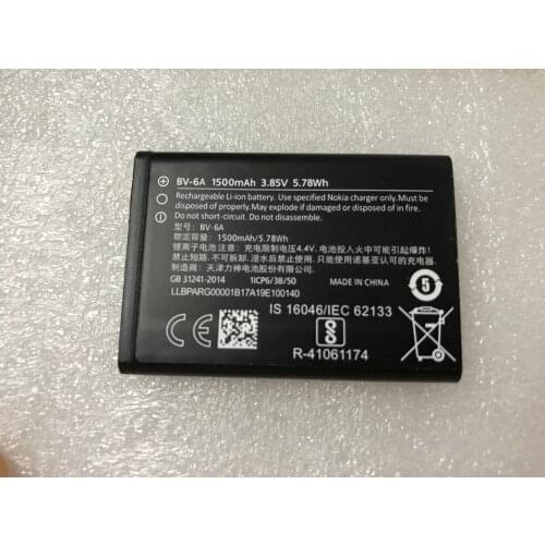 BV-6A for NOKIA Banana 2060 3060 5250 C5-03 8110 4G 1500mah phone battery