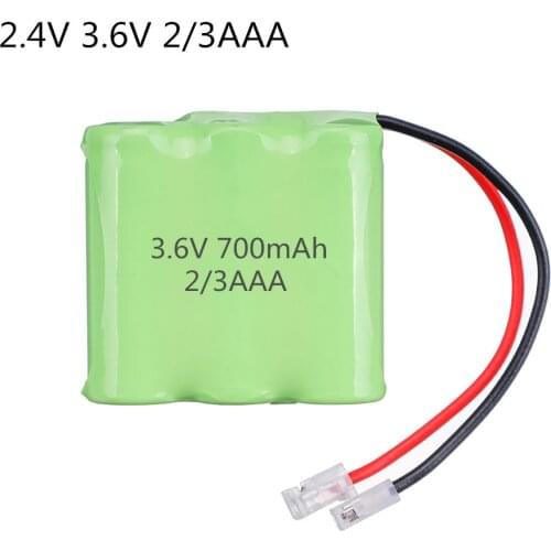 2pcs 2.4V 3.6V Rechargeable 2/3AAA 2/3AA battery pack 700mah 2/3 AAA ni-mh nimh cell for RC toys cordless phone