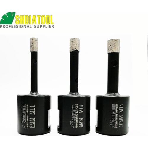 SHDIATOOL 3pcs Dia 6+8+10mm Diamond Welded Drilling Core Bits (Wet) M14 thread for drilling granite and marbel hole saw