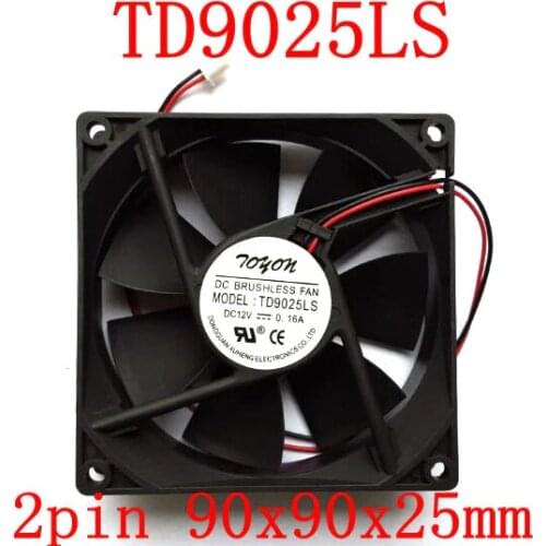 Free Shipping New original 2pcs/lot TD9025LS 2PIN 12V 0.16A 9CM 90*90*25MM Hydraulic quiet cooling fan
