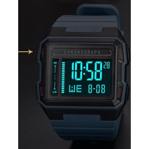 Fashion Mens Digital Wristwatches Square Male Watch Sport Digital Wrist Watch For Men Japanese Movement Thai Rubber Strap