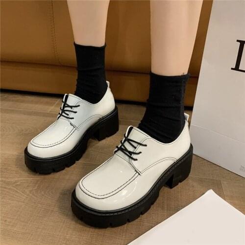 COOTELILI 2021 New Fashion Shoes Woman Pumps Round Toe Platform Non-slip Lace Up Basic Mid Heel Pumps Women Shoes Size 35-39
