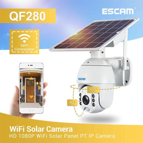 ESCAM QF280 1080p Wifi Version Shell Solar Security Camera Surveillance Waterproof Camera Smart Home Two-way Voice No Battery
