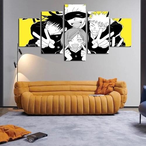 Anime Characters Canvas Painting 5 Pcs The Sorcerers with Gojo Poster Wall Art Picture Living Room Decor Home No Frame HD Prints