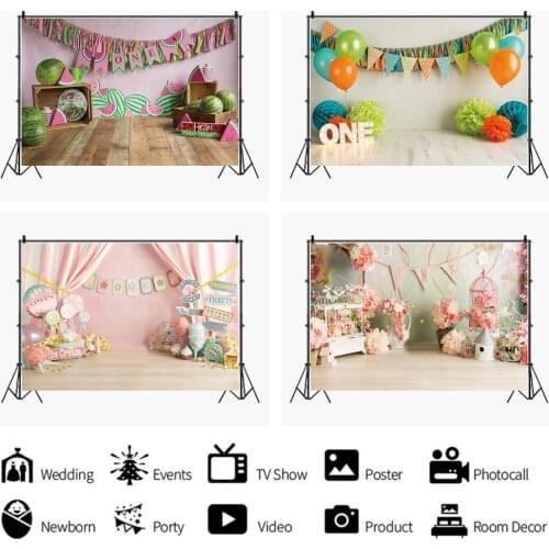 Beautiful Balloon Watermelon Backdrop Baby Birthday Party Room Decoration Photography Studio Photos Kids Custom Vinyl Background