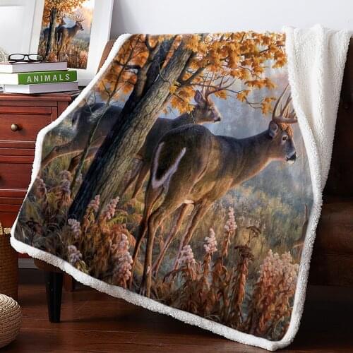 Forest Maple Deer Cashmere Blanket Kid Girl Sofa Soft Plush Bedspreads Quilt Drop Ship
