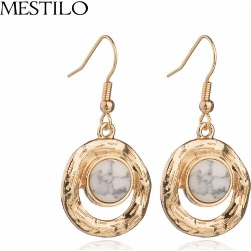 MESTILO Newest Fashion Jewelry Faux Stone Drop Earrings Blue White Stone Dangle Earrings Charms Earrings Women Special Gifts