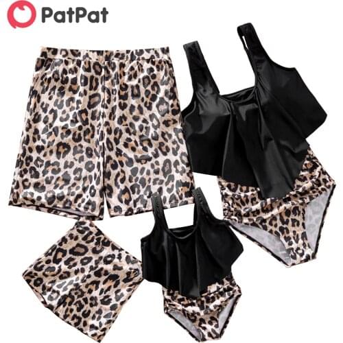 PatPat 2021 New Arrival Family Look Leopard Print Black Series Matching Family Look Floral Print Matching Swimwears