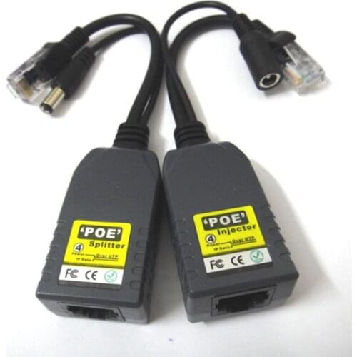One pair CCTV DC Power RJ45 Converter Video Balun UTP Transceiver POE Splitter