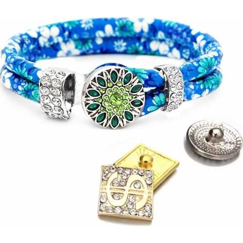 Wholesale National Style 283 PU Leather Handmade 18mm Snap Button Bracelet Interchangeable Charm Jewelry For Women Gift