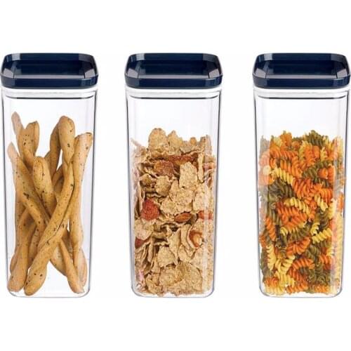 Food Container with Plastic Cover of 3 Navy Blue Food Storage Container Kitchen Refrigerator Noodle Box Multigrain Storage Tank
