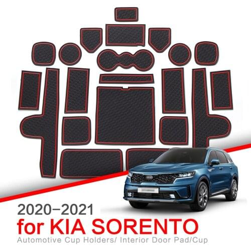 ZUNDUO Anti-Slip Gate Slot Cup Mat for Kia Sorento 2020 2021 Cup Holder Door Groove Non-slip Pad Accessories Rubber Coaster