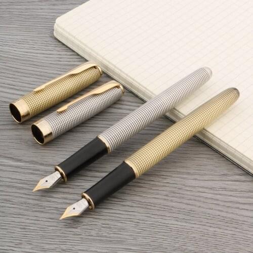 2020 luxury High quality JINHAO 75 metal Fountain Pen golden Brushed lattice Feather Arrow Stationery Office Supplies ink pens