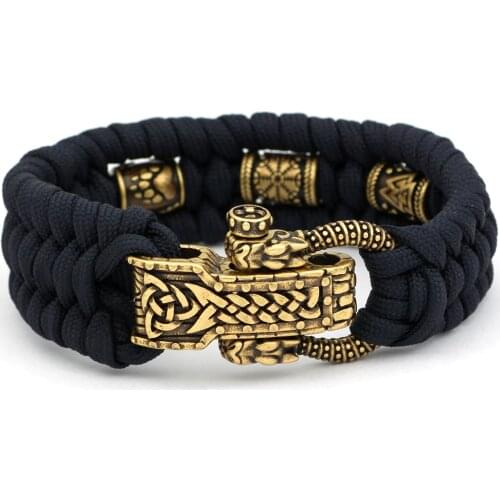 Nordic Viking rune Scandinavian 100% handmade paracord bracelet - stainless steel with valknut gift bag