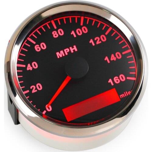 1pc GPS Speedometers Gauges Odograph 0-160MPH Speed Milometers 9-32V 316L Bezel Use for Cars with Red Backlight and GPS Antenna