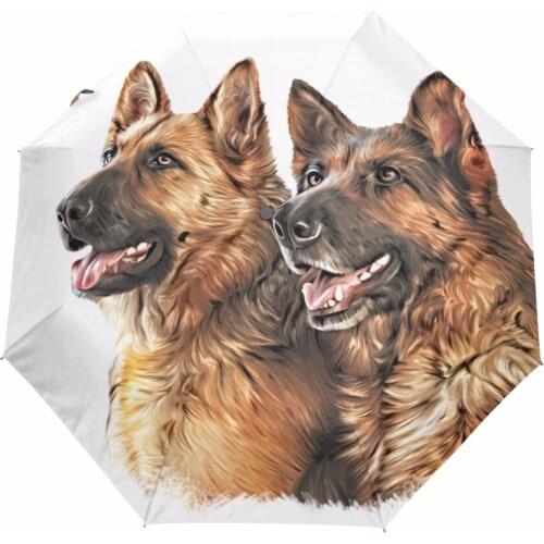 Three Folding Umbrella Rain Umbrella Automatic UV Protection Windproof Women Umbrellas German Shepherd Dog Sunshade Umbrella
