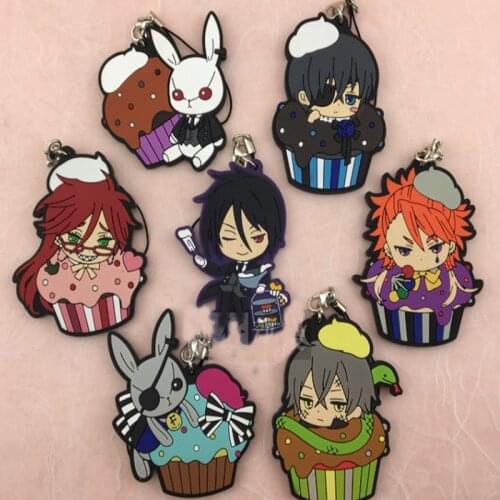 1pcs Anime Keychain Book of Circus Black Bulter Kuroshitsuji Ciel Sebastian JOKER BEAST DOLL SNAKE Keyring Phone Bag Pendant
