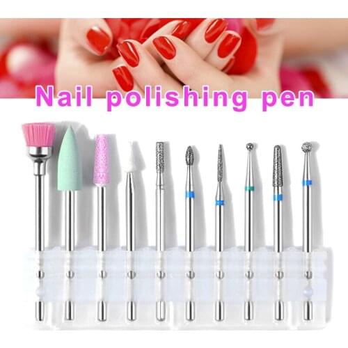 10 Pcs Nail Art Drill Durable Nail Polish Carving Pen For Women Manicure Pedicure Perfect Grinding Effect Nails Accesorios -VL16