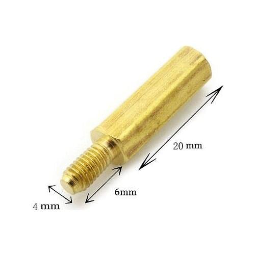 20) M4 20+6mm Brass Hexagonal Threaded Spacers Hexagon Copper Post