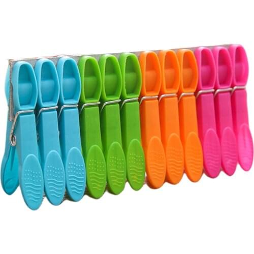 24 Pack Colorful Plastic Cloth Clip Windproof Clothes Pin with Spring Kitchen Outdoor Travel Air Drying Clothes Pin Set