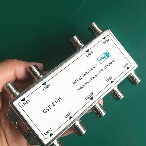 8 in 1 Satellite Signal DiSEqC Switch LNB Receiver Multiswitch Heavy Duty Zinc Die cast Chrome Treated