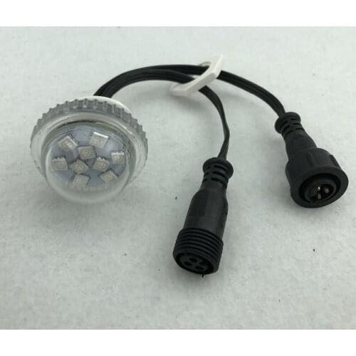Addressable 35mm led pixel light;9leds 5050;DC12V;2.16W;IP65;UCS2903 IC;clear cover;with 20cm long 3 core 13.5mm pigtails