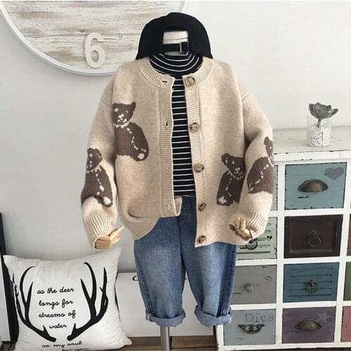 Spring Autumn Baby Girl Coat Childrens Cardigan Girl Baby Clothes Korean Sweater Printing Long Sleeve Casual Tunic Kids Tops