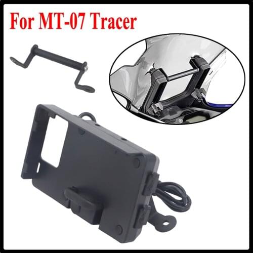 Motorcycle Stand Holder Mobile Phone GPS USB Wireless Charging Navigation Bracket For YAMAHA MT-07 MT07 MT 07 Tracer 2016 2017