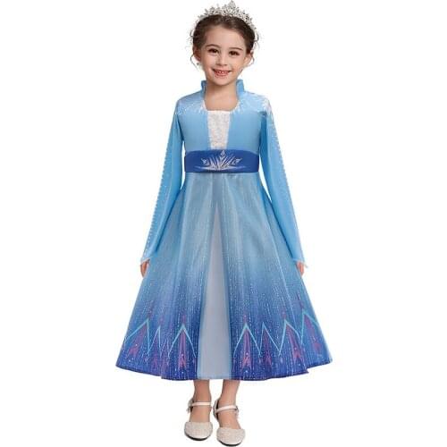 Kids Vestidos Girls Clothes Long Sleeve Snow 2 Costume Cosplay Princess Children Birthday Party Prom Evening Infant Summer Dress