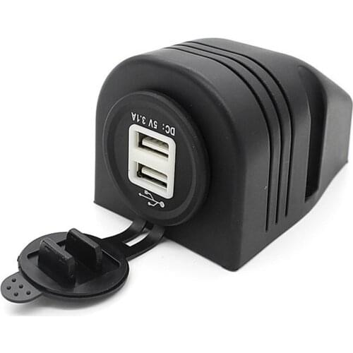 DIY Waterproof Motorcycle Dual USB Charger 12-24V 3.1A Car USB Charger Blue Light with Housing Shell for Mobile Phone Cellphone