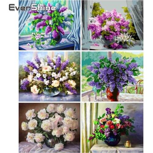 EverShine Painting By Numbers Flowers Canvas Wall Art Set Paint By Numbers For Adults Mandala Drawing Home Decortion