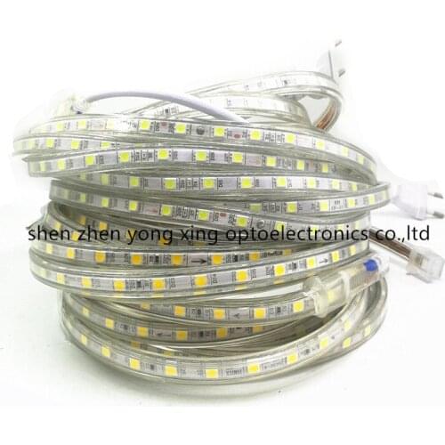 SMD 5050 AC220V LED Strip Flexible Light 60leds/m Waterproof Led Tape LED Light With Power Plug 1M/2M/3M/5M10M/15M/20M