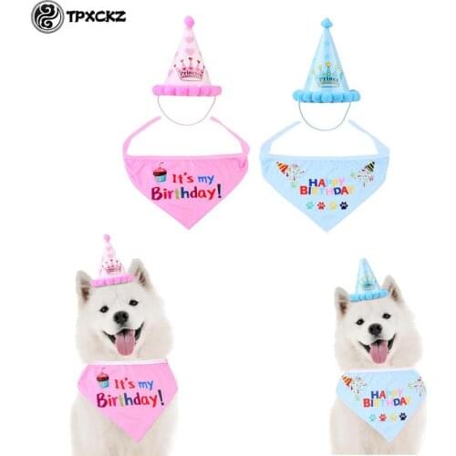 2020 Funny Cute Pet Cat Dog Birthday Headwear Caps Hat Party Supplies Costume Bandana Headwear Letter Star Print Pet Accessory