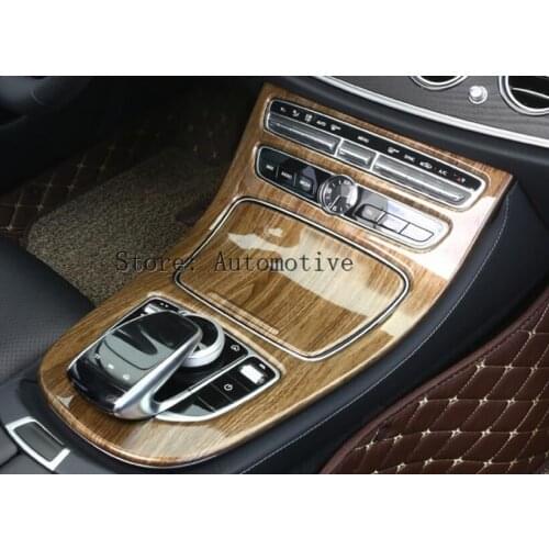 Walnut Brown Wood For Mercedes Benz E Class W213 2016 2017 ABS Plastic Console Gear Panel Frame Cover Trim Stickers
