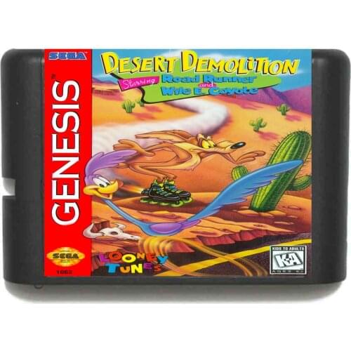 Desert Demolition Starring Road Runner and Wile E.Coyote 16 bit MD Game Card For Sega Mega Drive For Genesis