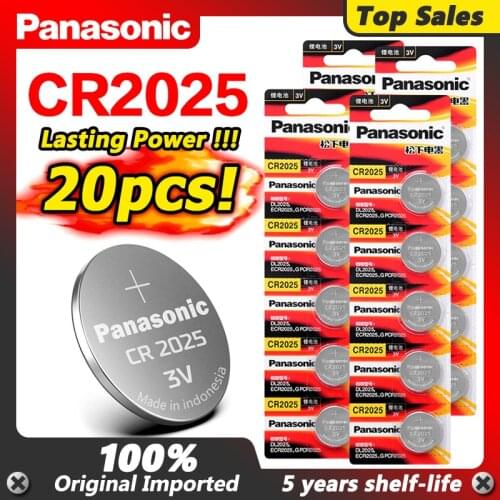 Hot sale PANASONIC 20pcs original cr2025 ECR2025 BR2025 DL2025 KCR2025 LM2025 3v button cell coin lithium batteries for watch